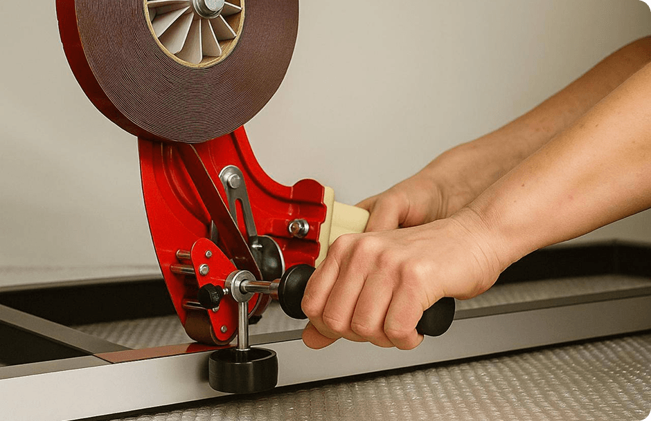 Процесс применения самоклеящейся ленты